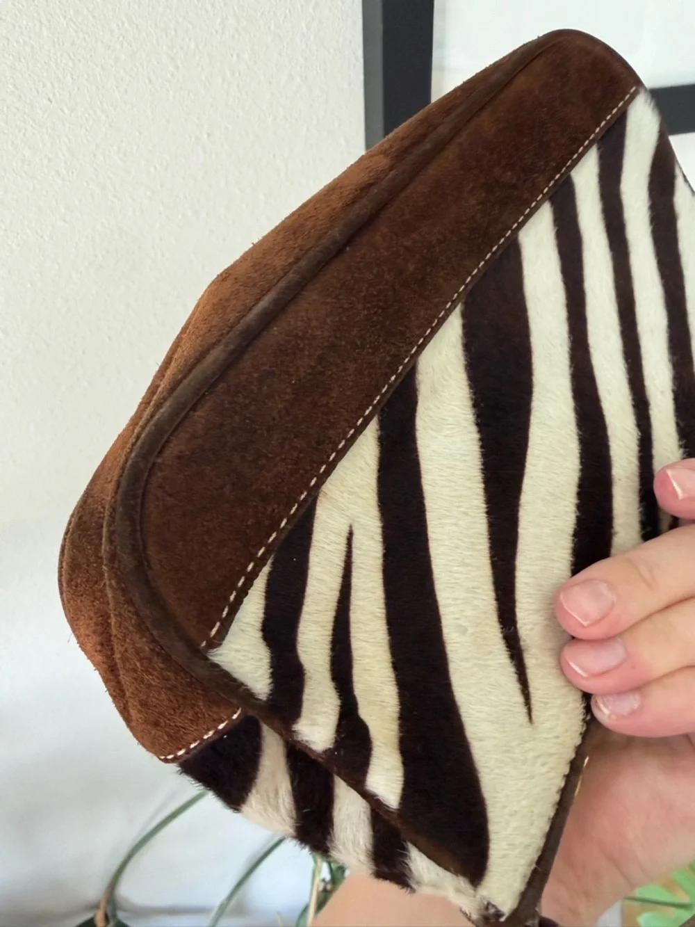 🦓 RARE Vintage Y2K Coach Zebra Calf Hair & Brown Suede Demi Shoulder Bag 🦓